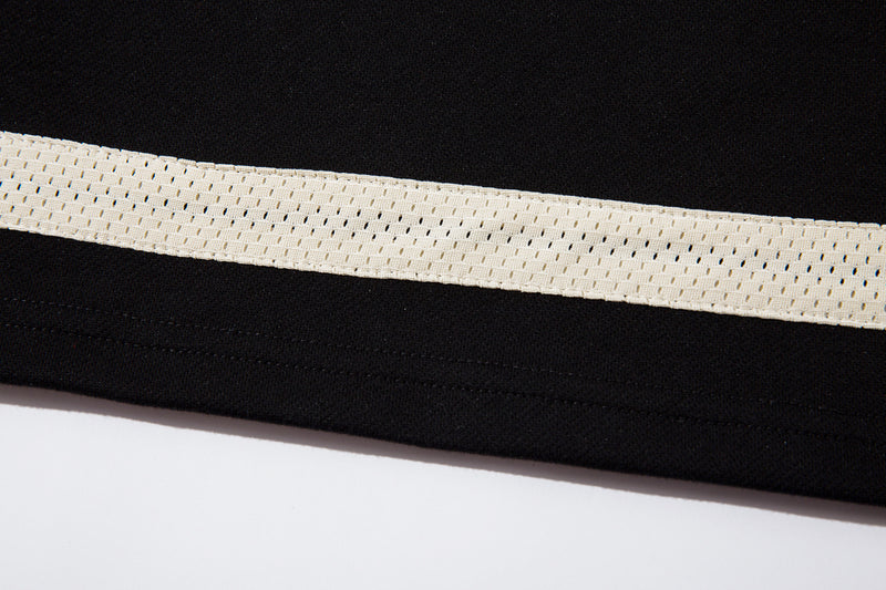 Lace-Up Hockey Jersey Sweatshirt – Colorblock Mesh Panel Pullover