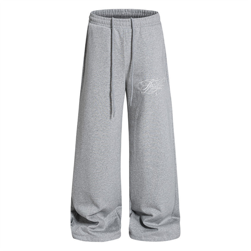 Wide-Leg Sweatpants with Gothic Script Logo — Relaxed Fit Streetwear Joggers