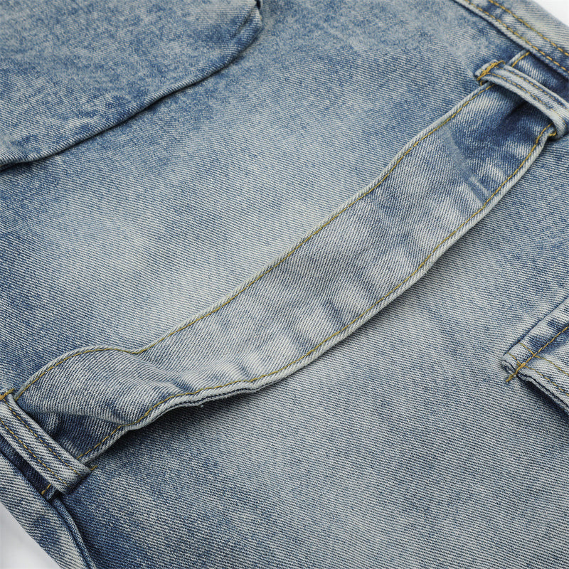 Baggy Cargo Jeans Men – Wide Leg Multi-Pocket Washed Denim