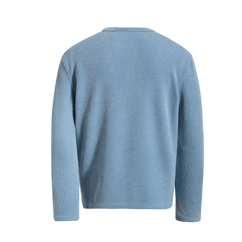 Men's Waffle Knit Henley Long Sleeve Shirt – Relaxed Fit Ribbed Tee