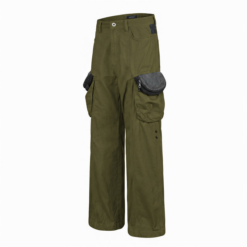 Men's Wide-Leg Cargo Pants with Multi-Pocket Utility Design
