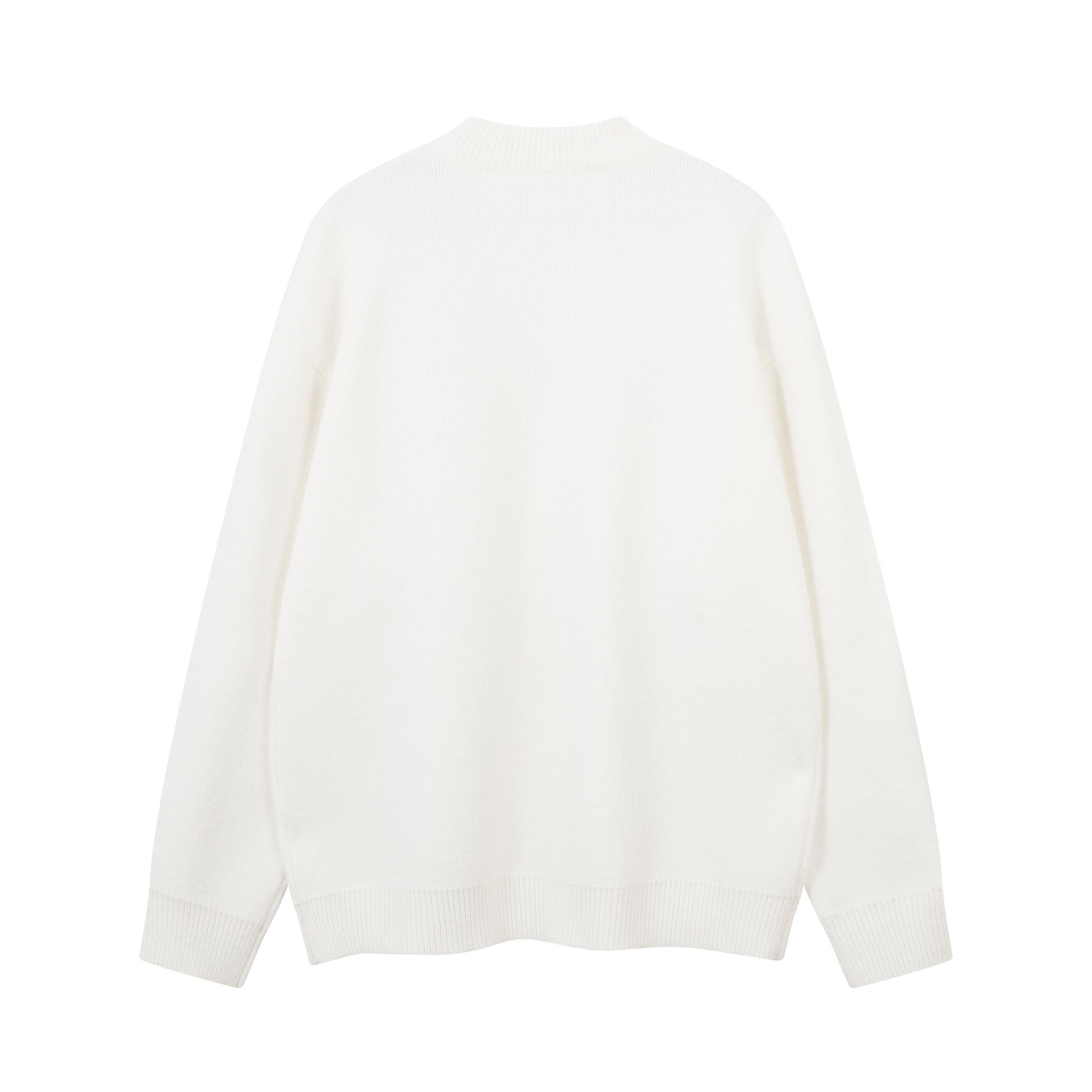 Pull gris à col rond – Maille oversize avec motif en fausse fourrure