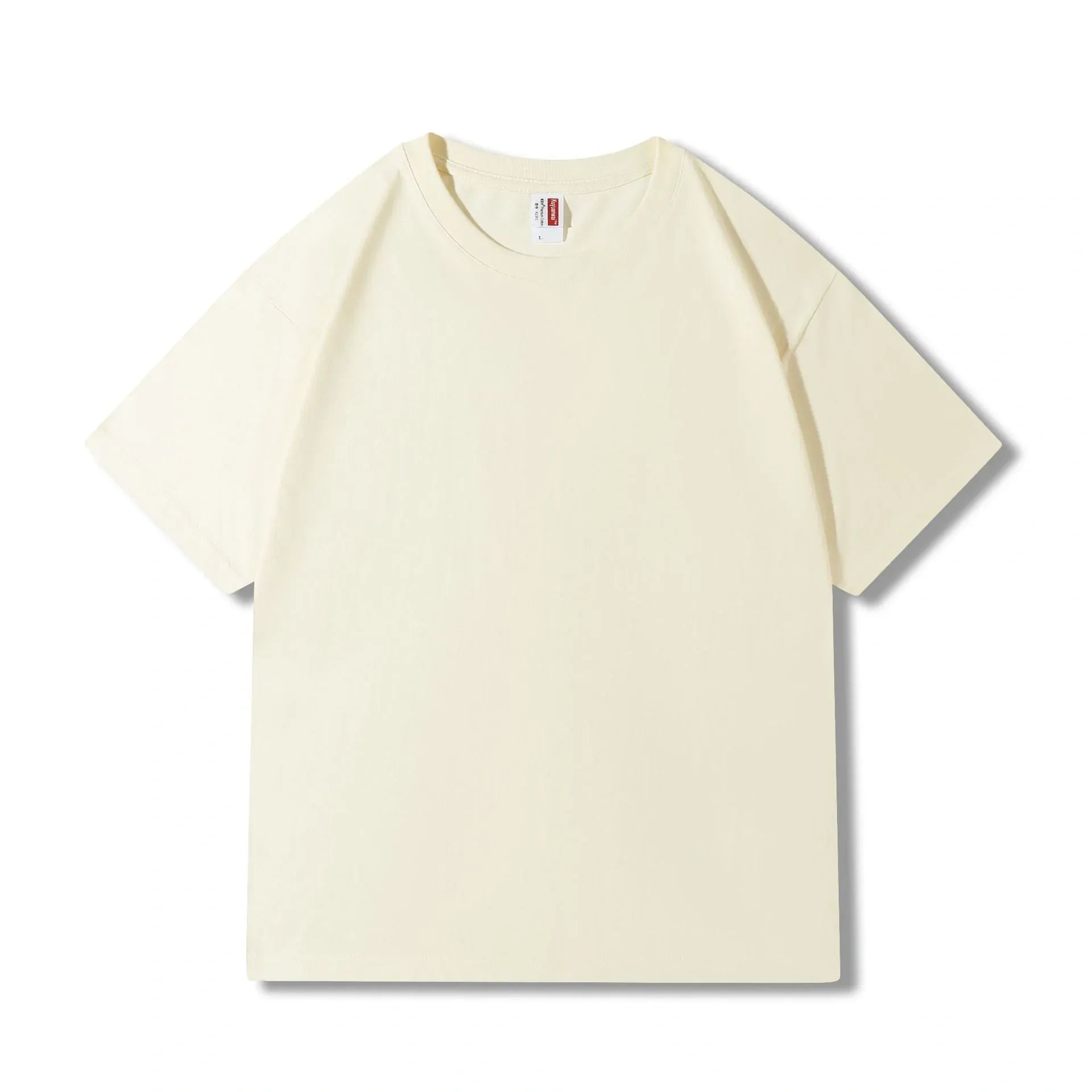 The Custom Anime Character Cream T-Shirt is a personalized 100% cotton, 230GSM short-sleeve tee, shown laid flat on a white background.