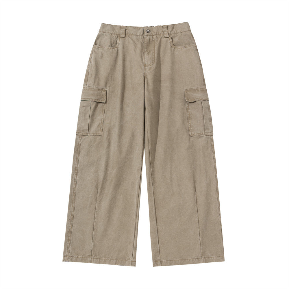 Baggy Cargo Pants Men – Wide Leg Multi-Pocket Washed Straight Trousers