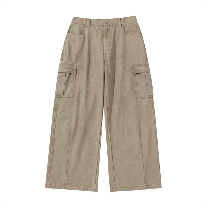 Baggy Cargo Pants Men – Wide Leg Multi-Pocket Washed Straight Trousers