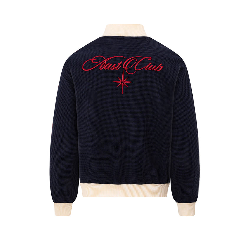 Veste de survêtement en maille gaufrée Nast Club avec logo brodé et manches rayées