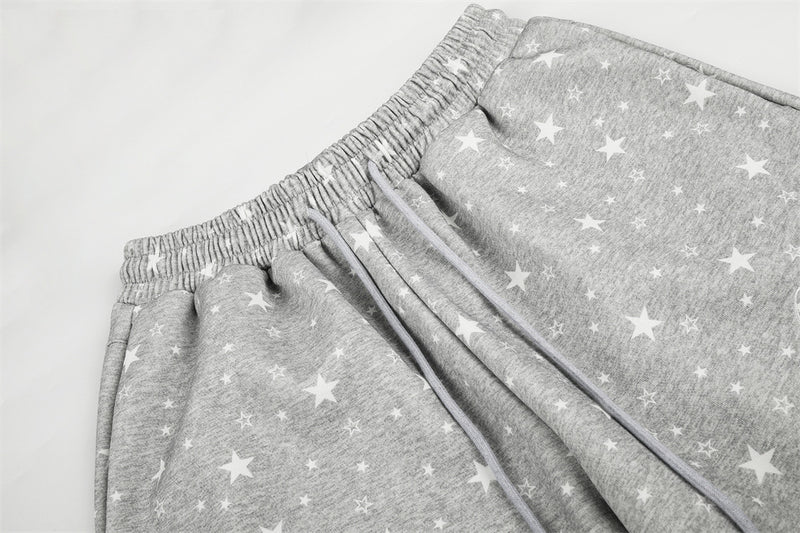 Star Print Wide-Leg Sweatpants – Oversized Streetwear Jogger Pants