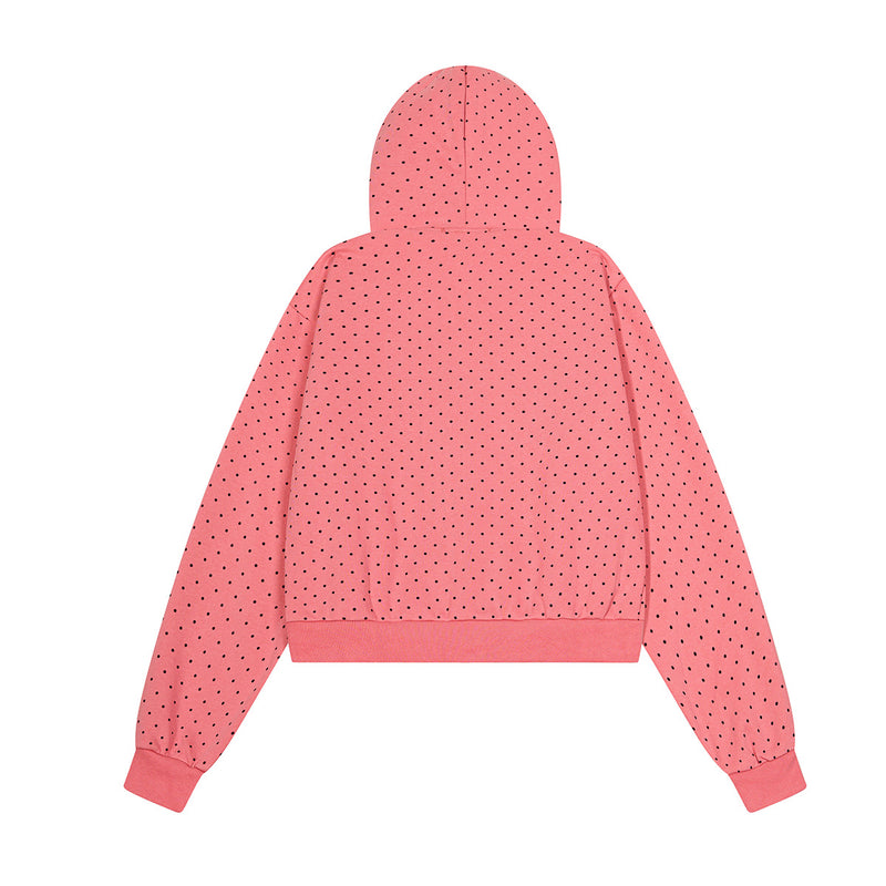 Sweat à capuche zippé anime – Sweat court à pois avec illustration d’ange