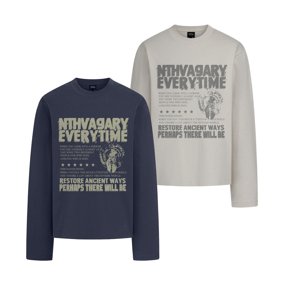 Long Sleeve Graphic Print Oversized Crew Neck Tee – NTHVAGARY Everytime