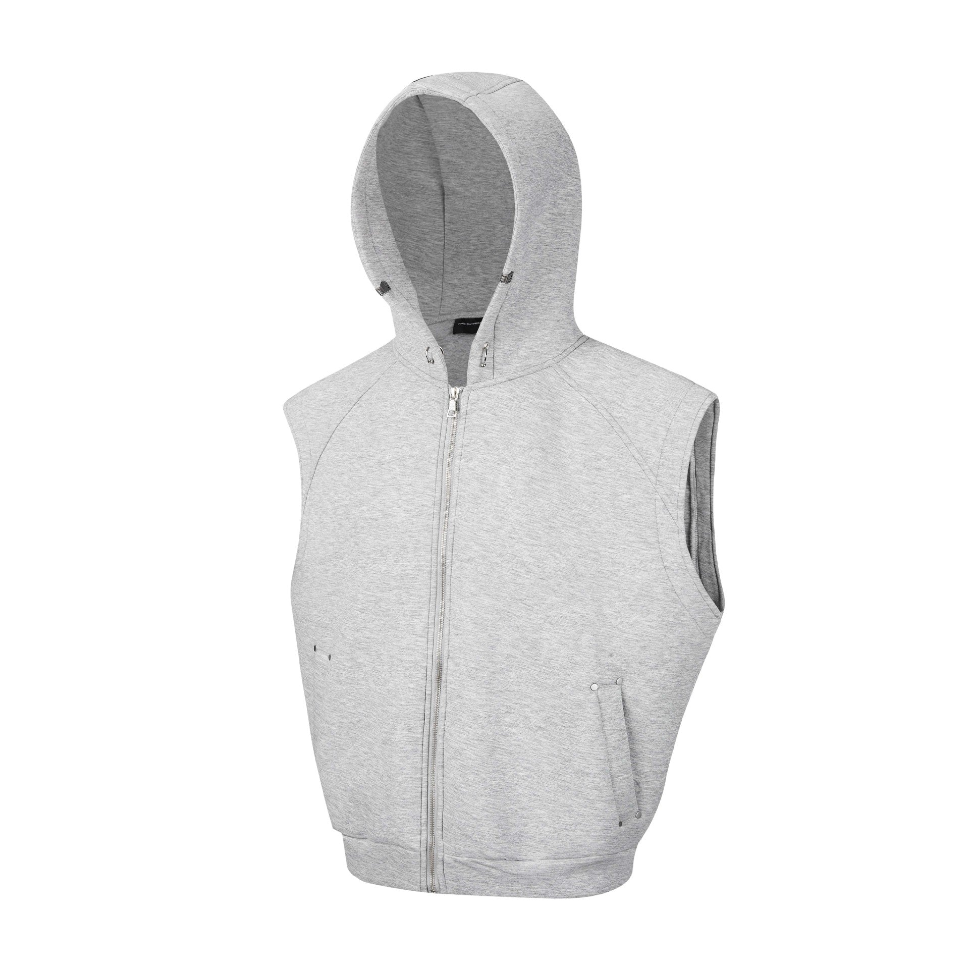 Gilet sweat à capuche sans manches zippé avec détails rivetés