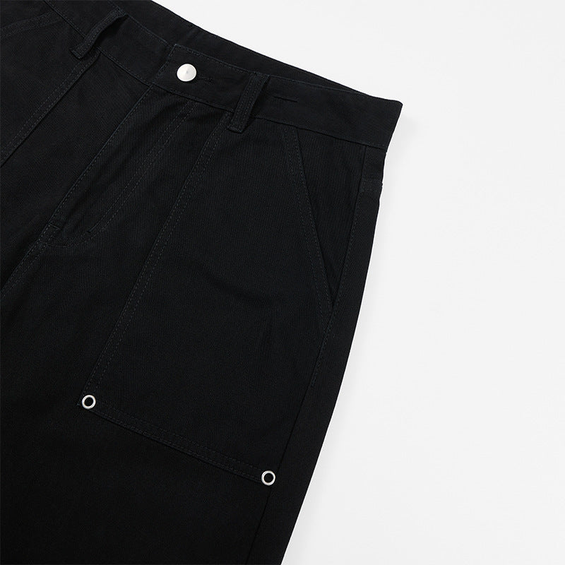 Pantalon cargo large à détails zippés et poches multiples — Noir