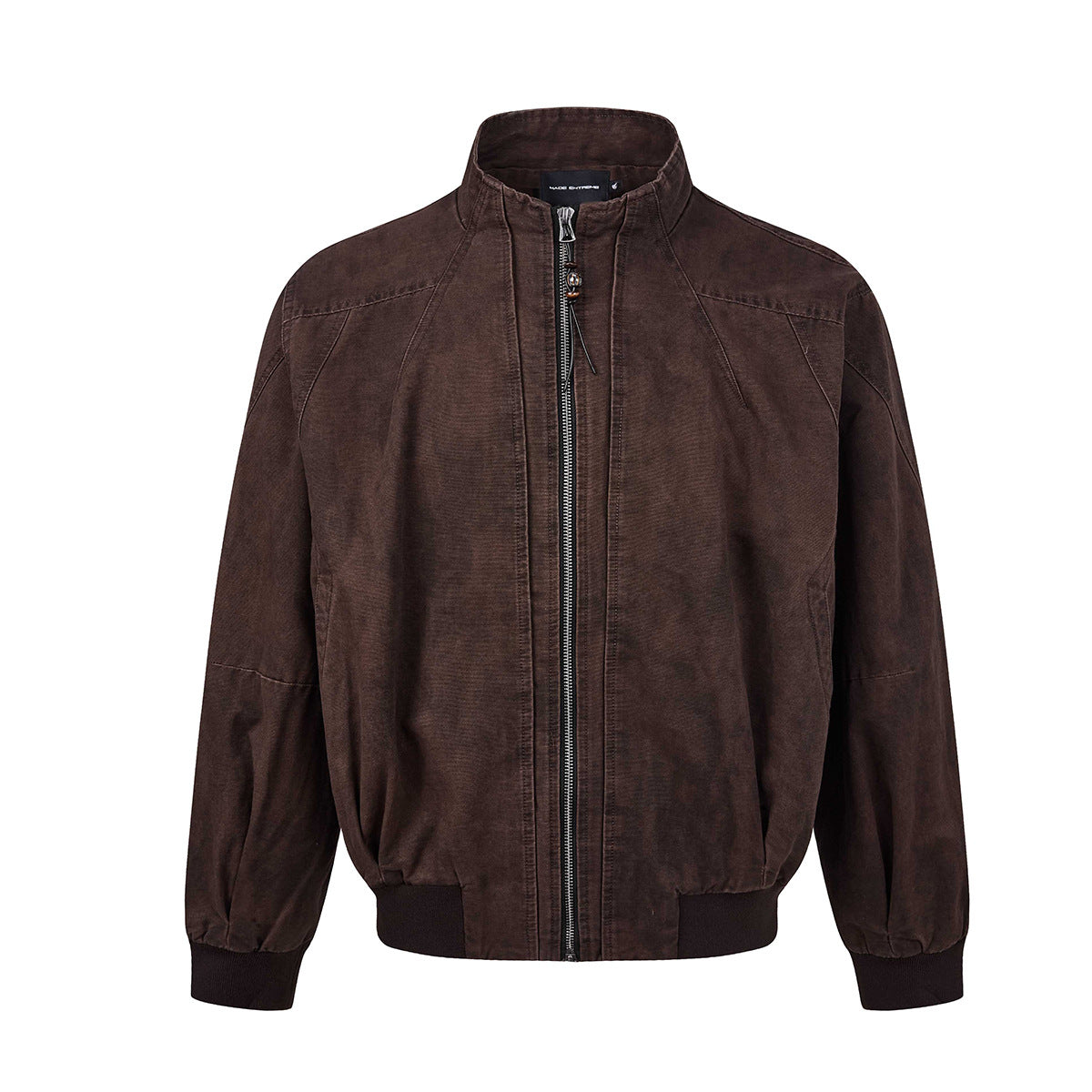 Men's Vintage Washed Stand-Collar Bomber Jacket