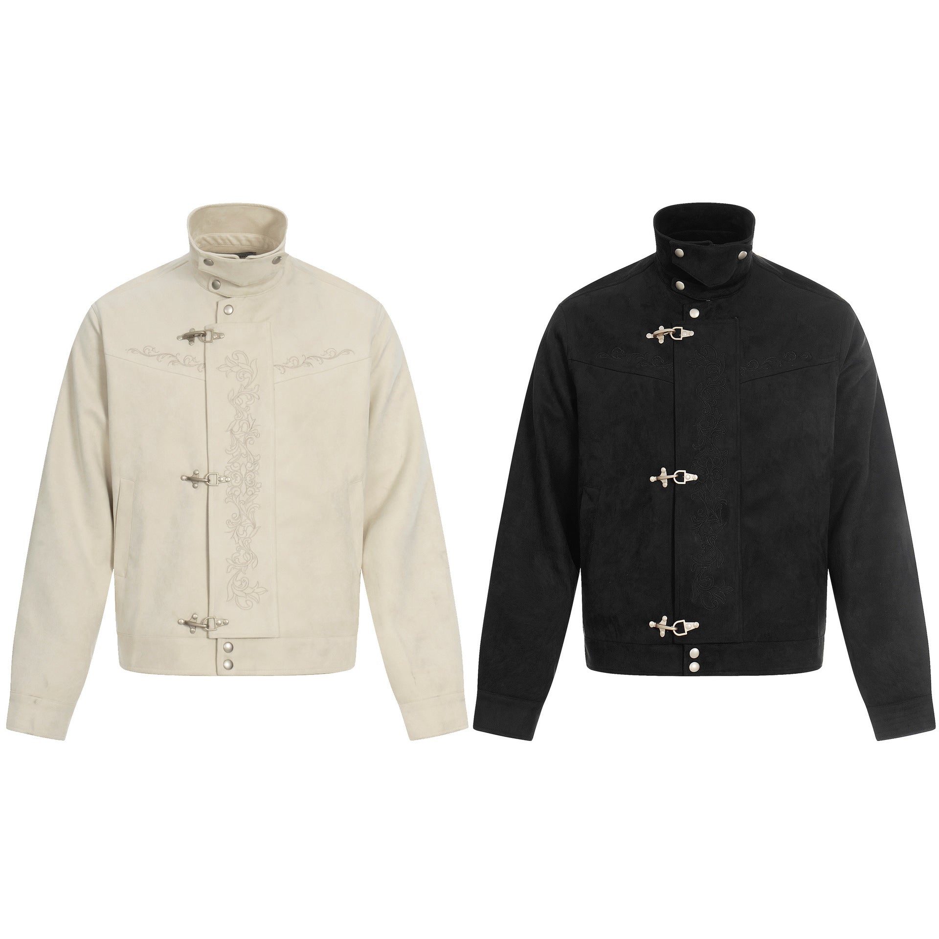 Veste en daim à fermoirs brodés – Style vintage américain Detroit pour homme