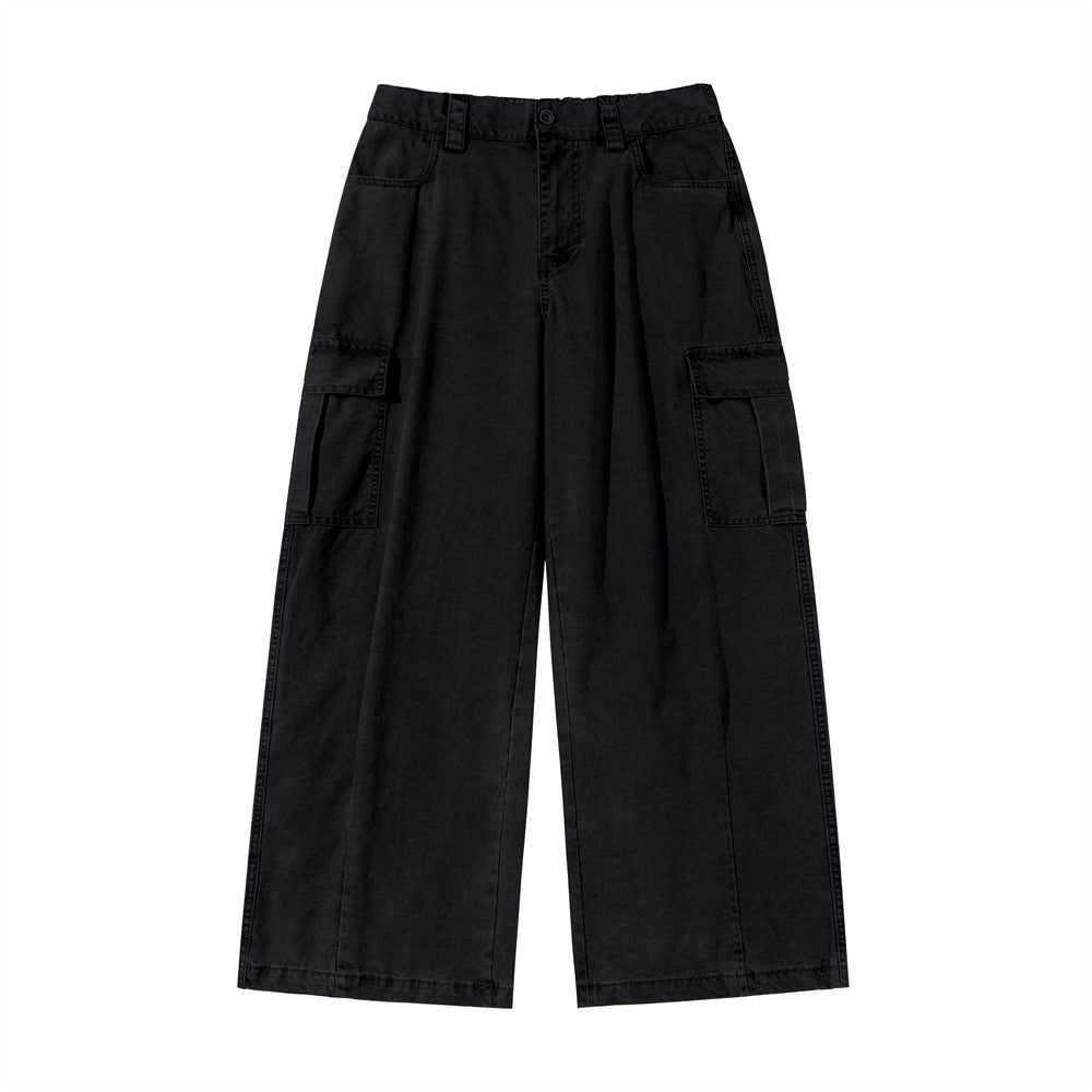 Baggy Cargo Pants Men – Wide Leg Multi-Pocket Washed Straight Trousers