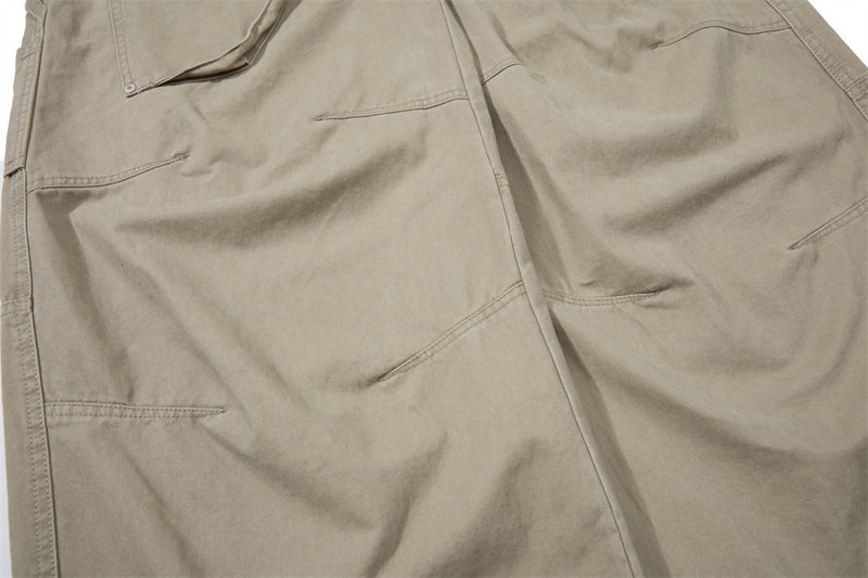 Men's Wide-Leg Cargo Pants – Loose Fit Multi-Pocket Arc-Hem Streetwear Trousers
