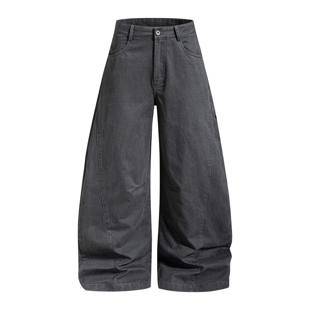 Baggy Cargo Pants Mens Wide-Leg Barrel Fit Vintage Washed Trousers