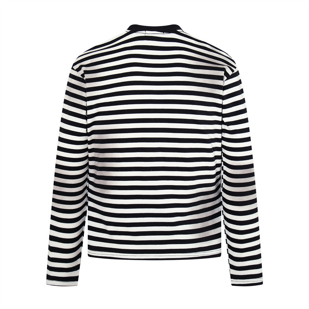 Striped Long-Sleeve Tee with Punk Graphic Print – Relaxed Fit