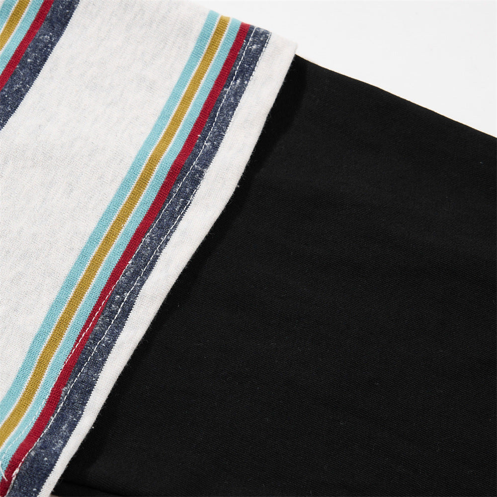 Striped Faux Two-Piece Long Sleeve Polo Shirt – Relaxed Fit with Layered Look