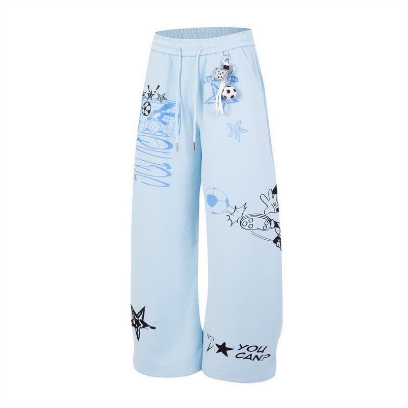 Mickey Mouse Graphic Print Wide-Leg Sweatpants – Y2K Hip Hop Street Style