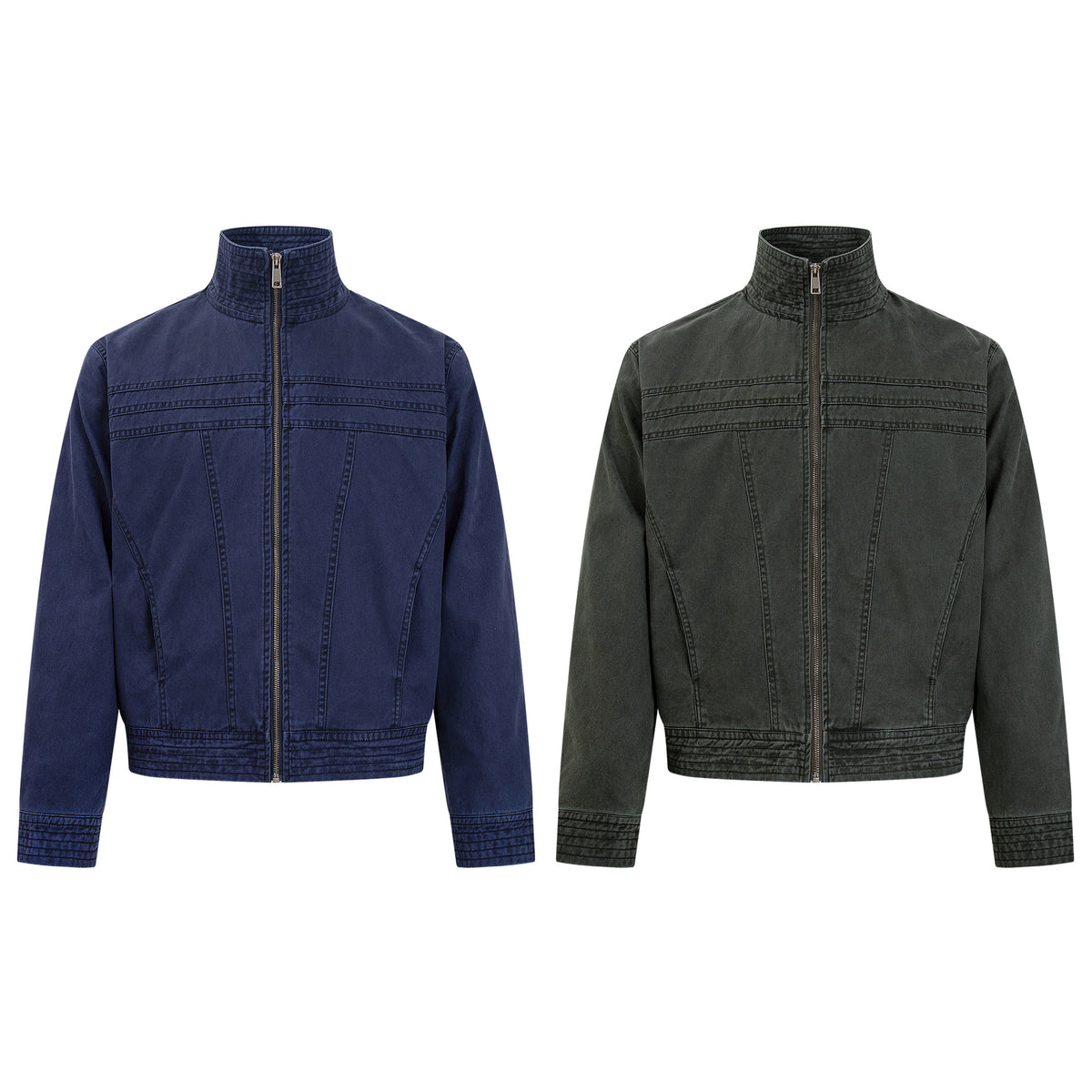 Men's Vintage Washed Moto Zip Jacket – Deconstructed Seam Detroit Style
