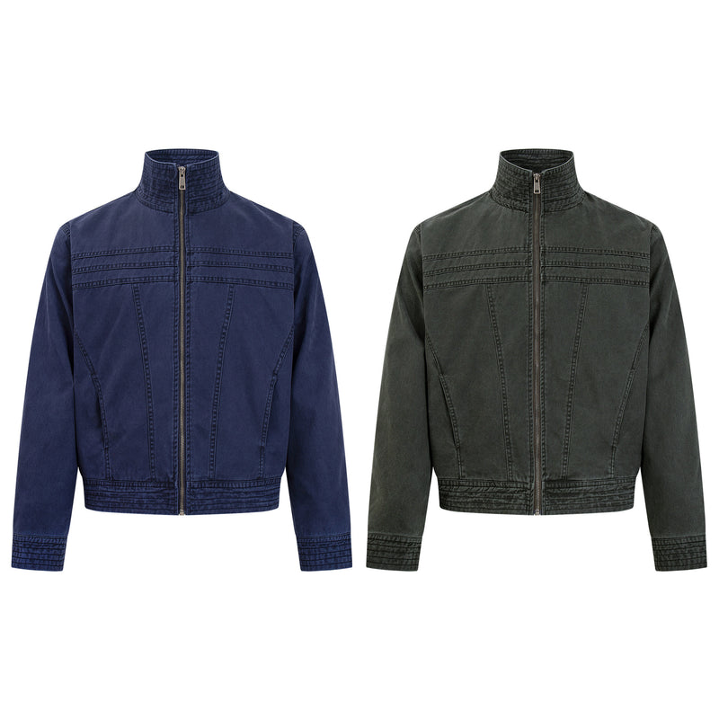 Men's Vintage Washed Moto Zip Jacket – Deconstructed Seam Detroit Style