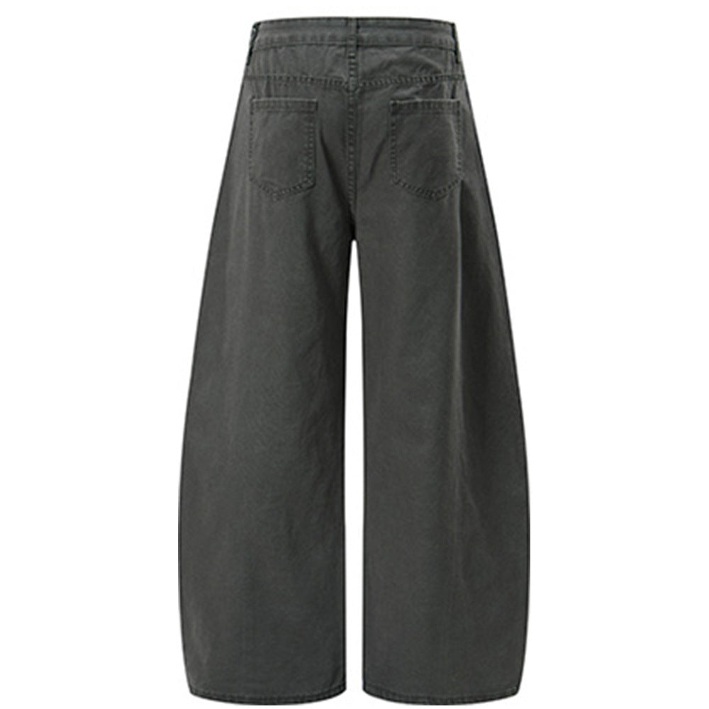 Wide-Leg Barrel Pants – Men's Vintage Punk Reconstructed Arc-Cut Trousers