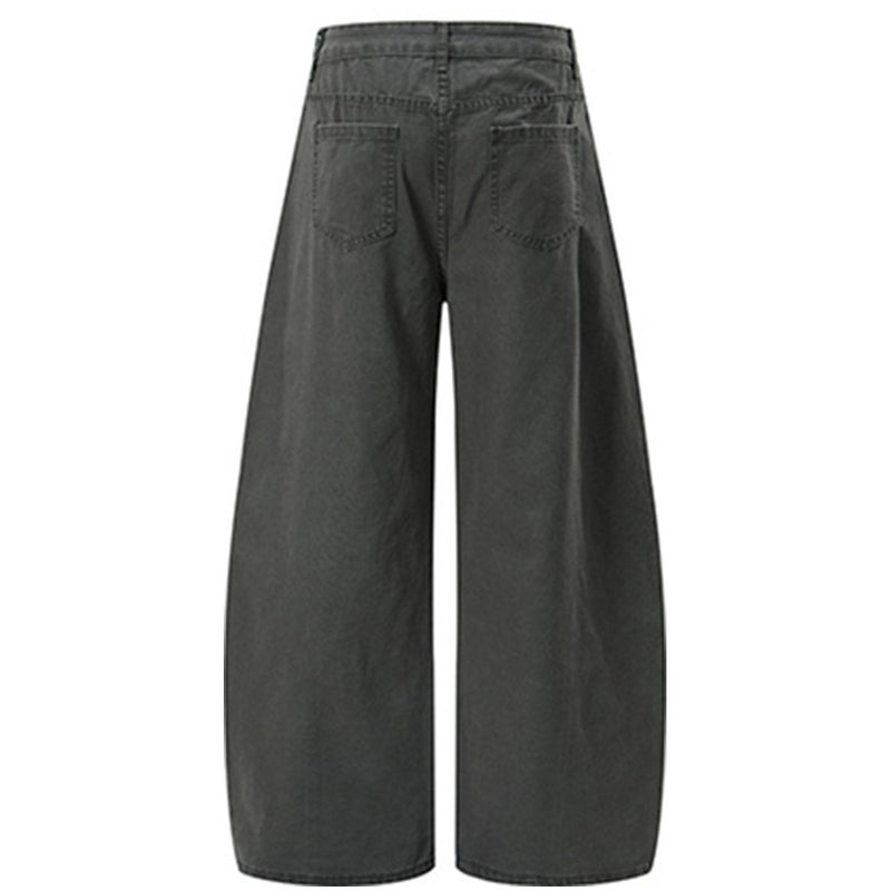 Wide-Leg Barrel Pants – Men's Vintage Punk Reconstructed Arc-Cut Trousers