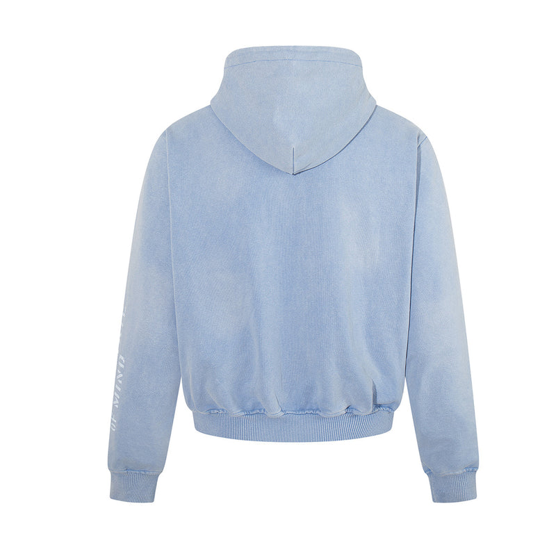 Oversize Zip Up Hoodie Vintage Acid-Washed Distressed Decide Graphic Full-Zip