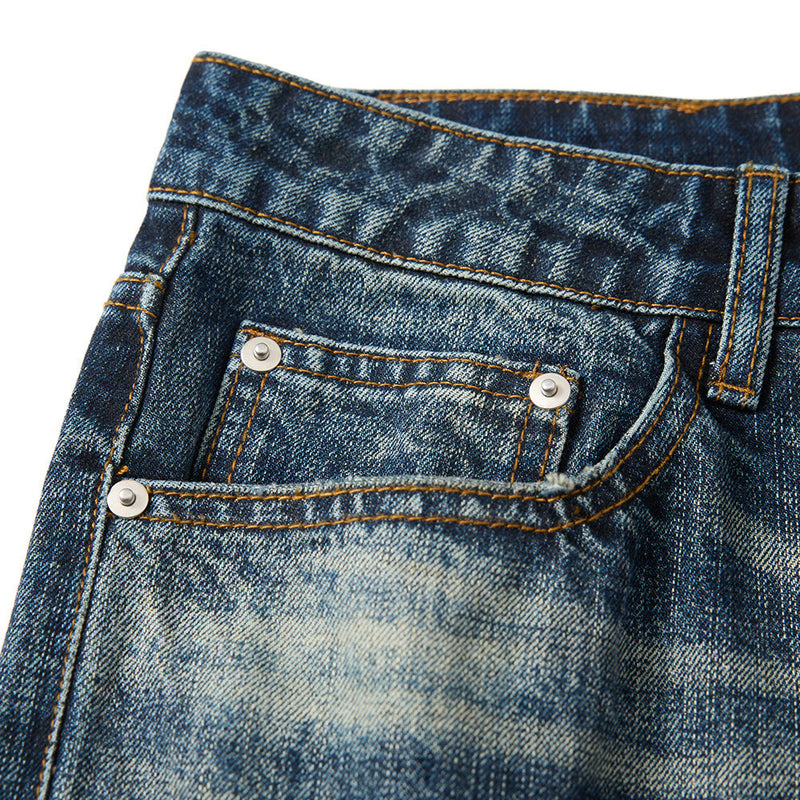 Wide-Leg Washed Distressed Jeans – Men's Vintage American Streetwear