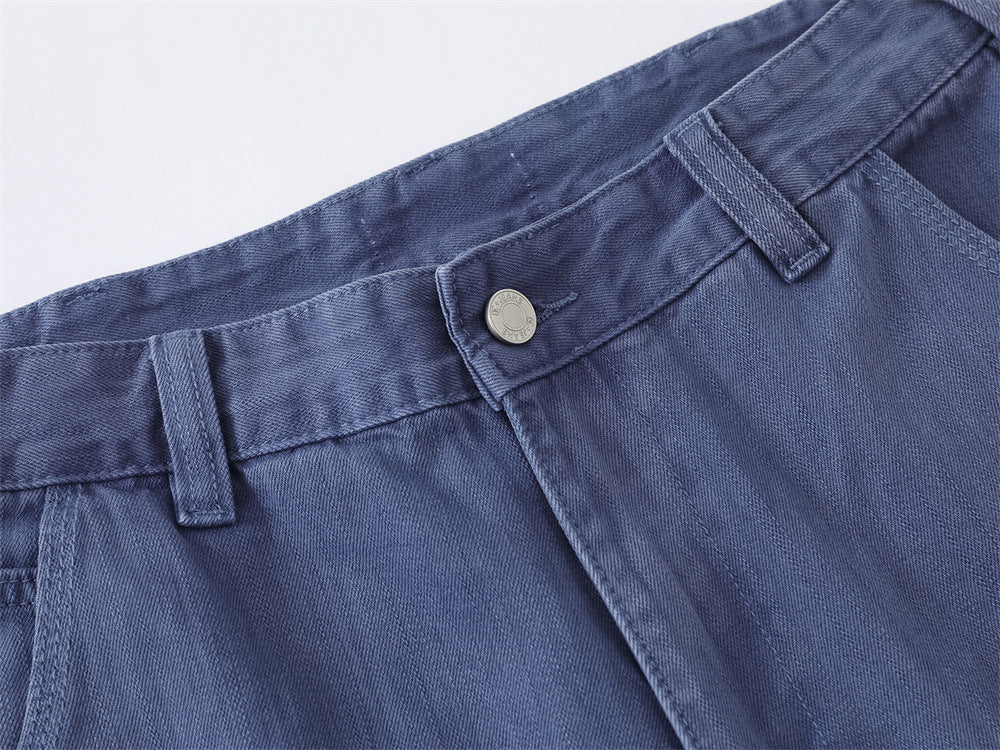 Wide-Leg Carpenter Jeans – Loose Fit Straight Denim Pants with Utility Pockets