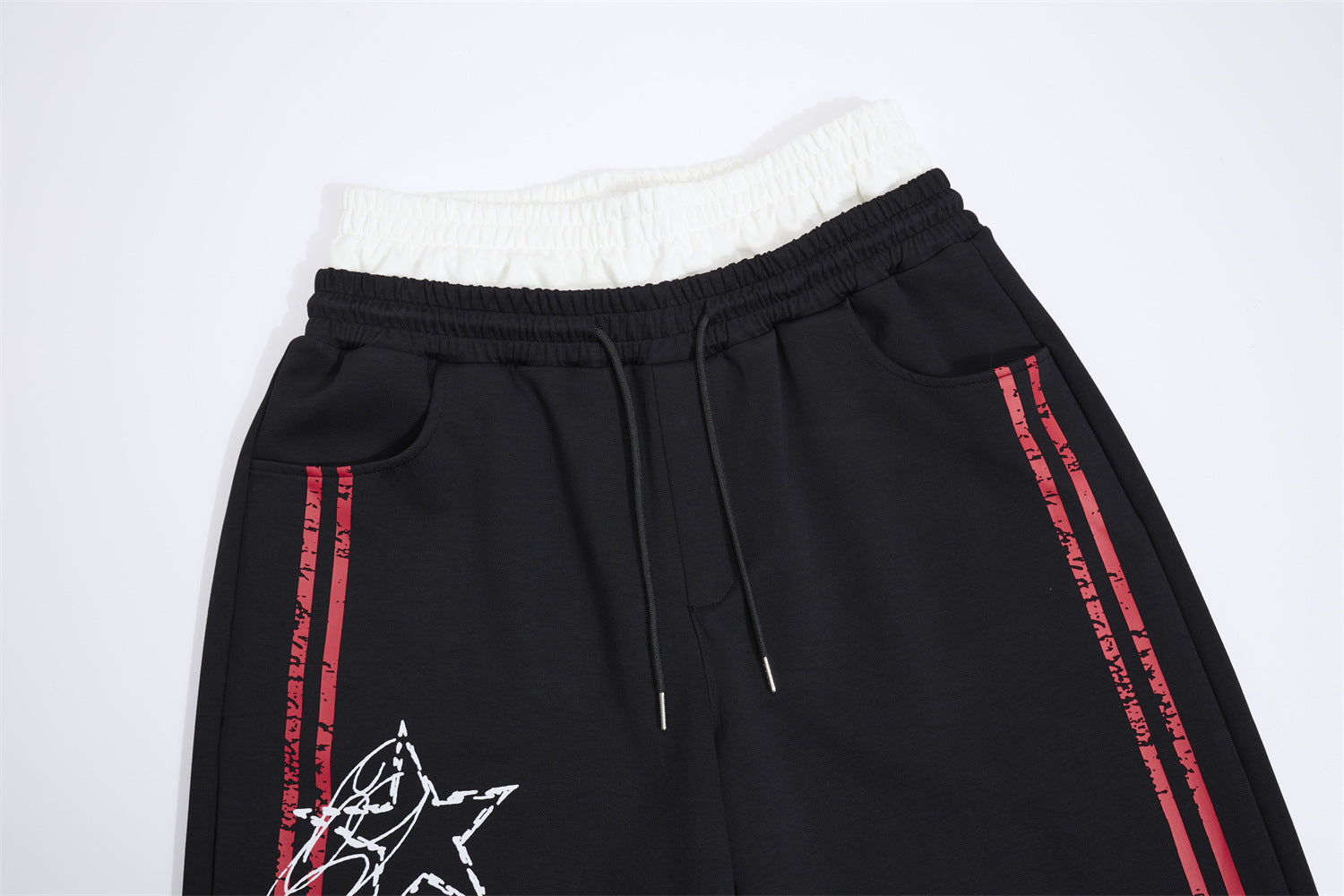 Wide-Leg-Sweathose mit Star-Graffiti-Print & zweilagigem Bund
