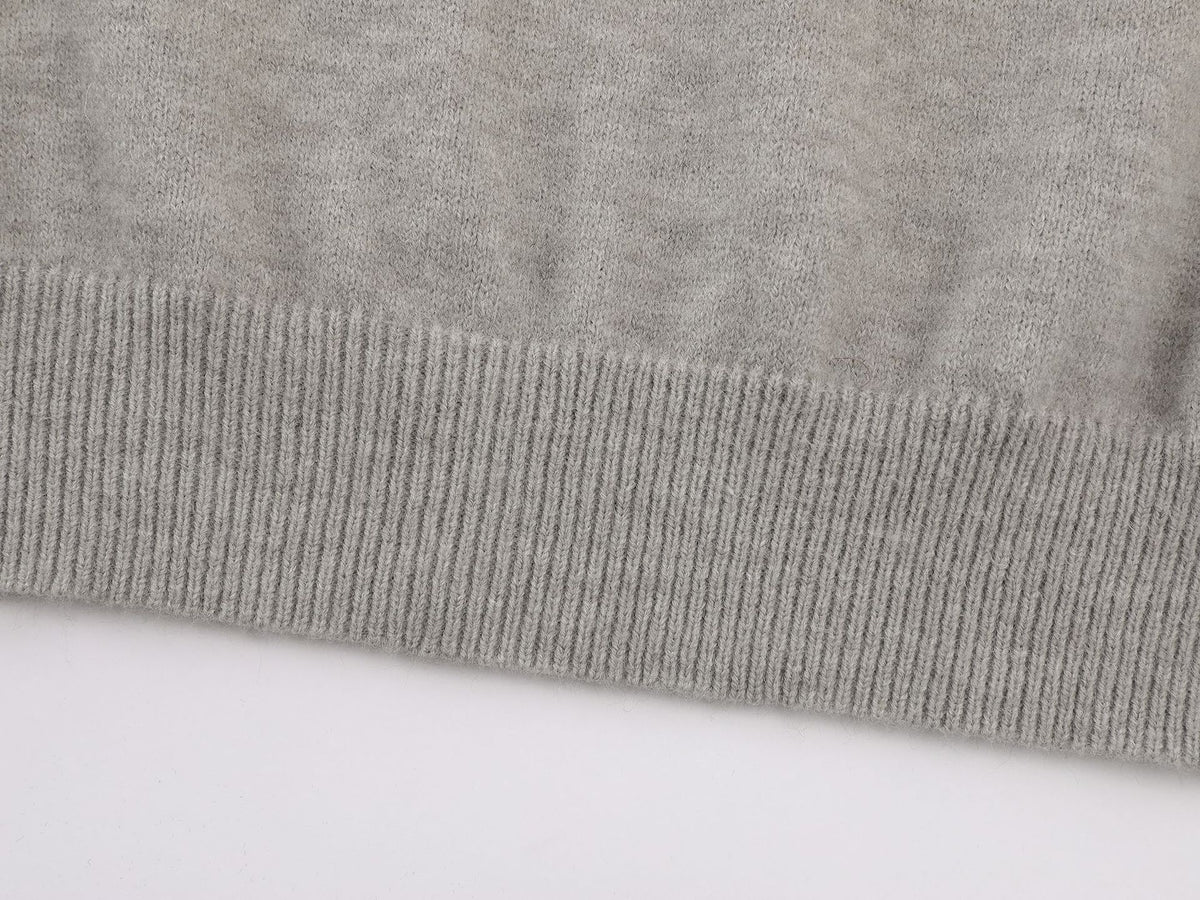 Sweet Cat Fuzzy Knit Sweater with Plaid Shirt Layered Pullover