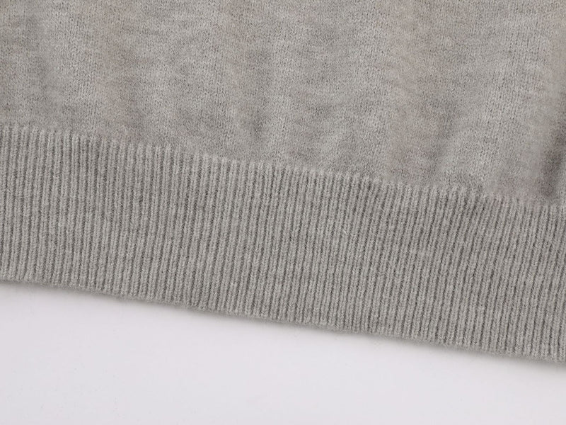 Sweet Cat Fuzzy Knit Sweater with Plaid Shirt Layered Pullover
