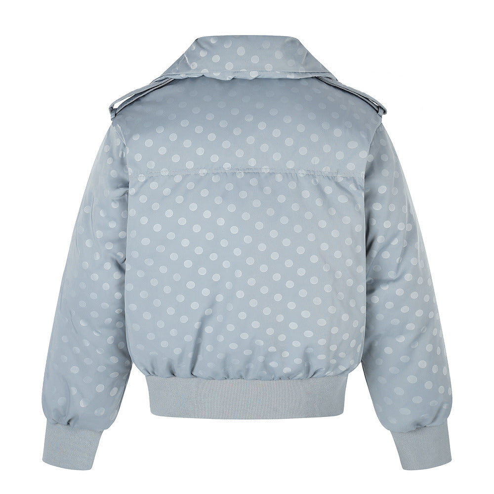 Men's Polka Dot Puffer Bomber Jacket – Oversized Padded Winter Coat