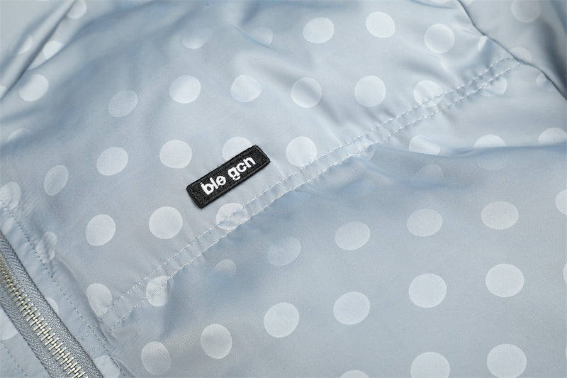 Men's Polka Dot Puffer Bomber Jacket – Oversized Padded Winter Coat