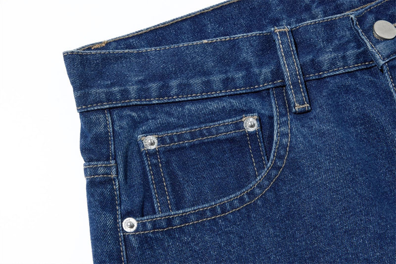 Men's Loose Fit Wide-Leg Jeans – Curved Baggy Silhouette in Dark Blue