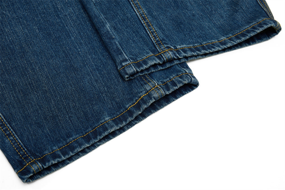 Men's Baggy Black Jeans Wide-Leg Rivet Punk Washed Denim Pants