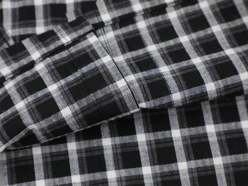 Plaid Long Sleeve Shirt – Oversized Fit with Raw-Edge Appliqué Detail