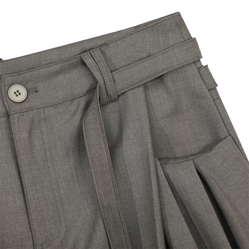 Wide-Leg Pleated Trousers with Drawstring Waist