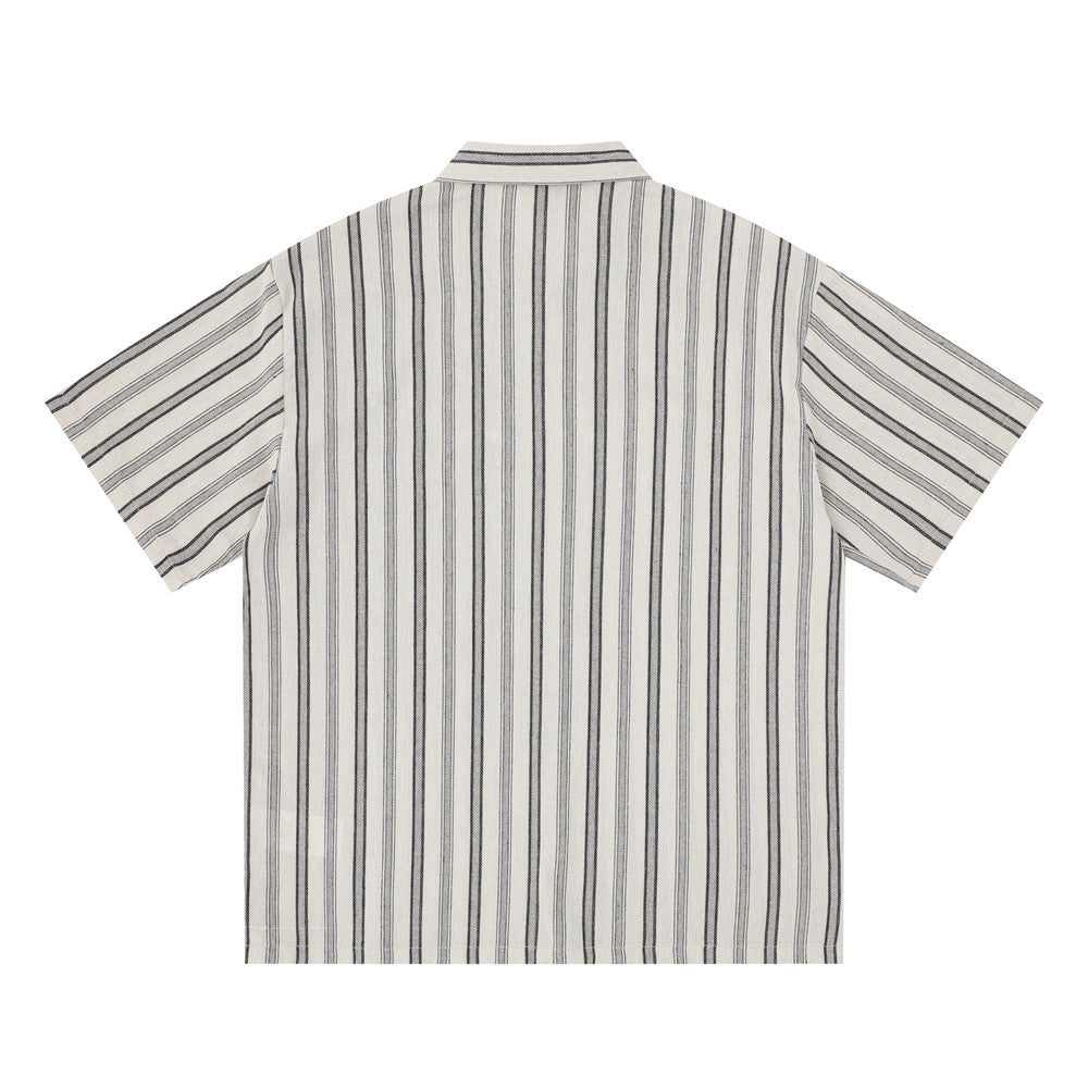 Vertical Stripe Short Sleeve Shirt – Oversized Relaxed Fit