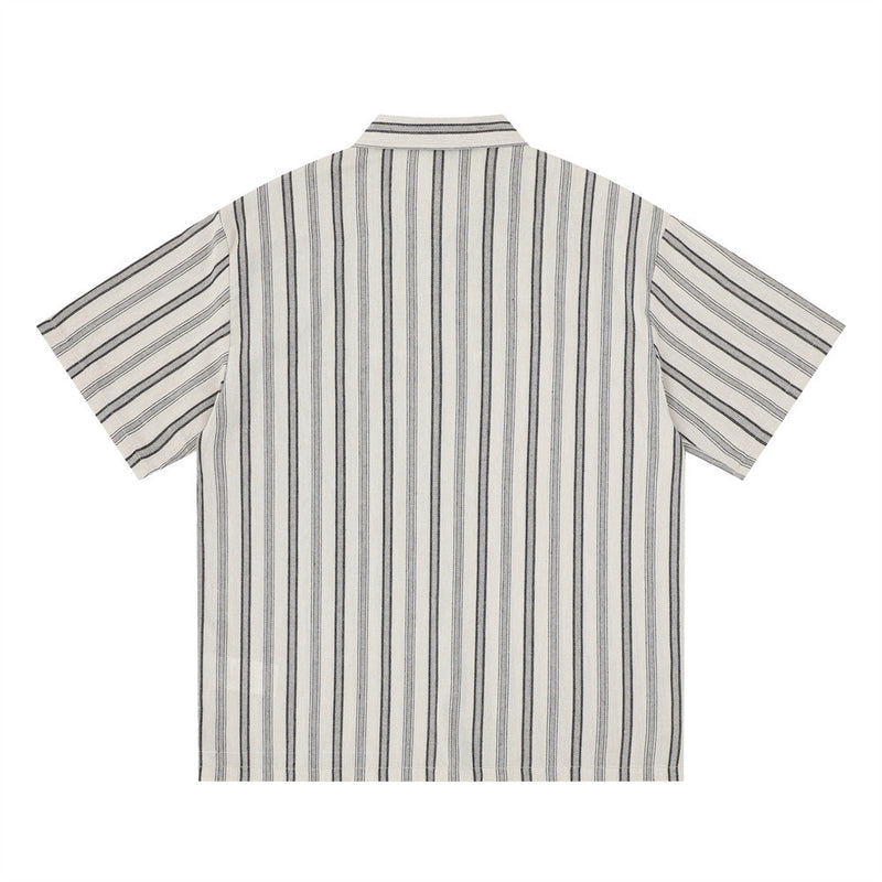 Vertical Stripe Short Sleeve Shirt – Oversized Relaxed Fit