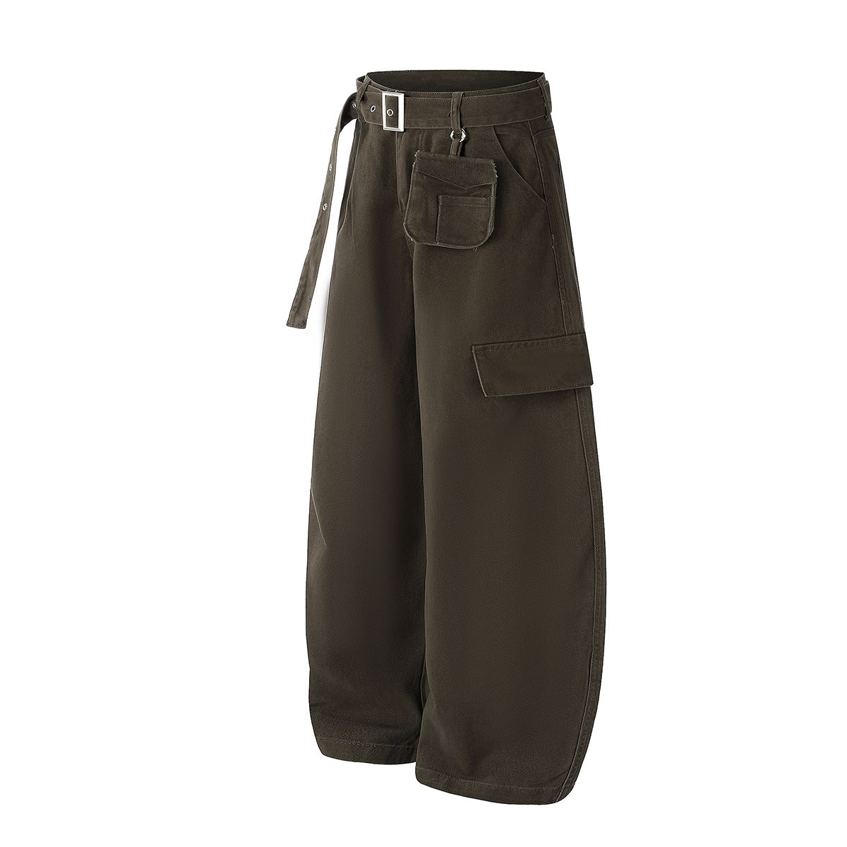Wide-Leg Cargo Pants with Belt — Multi-Pocket Relaxed Fit