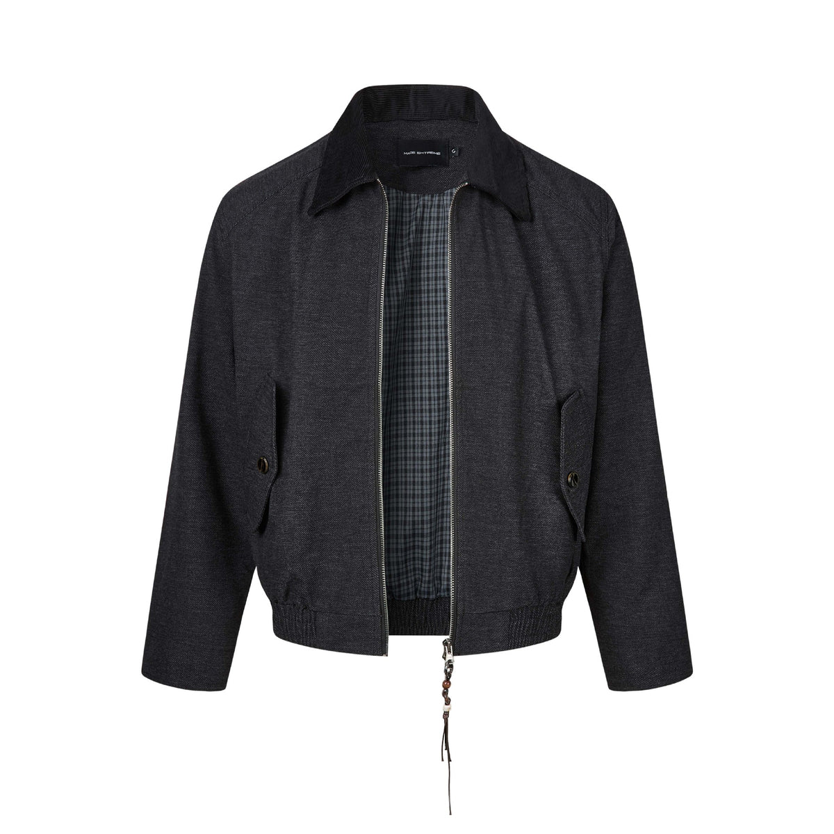 Men's Retro Harrington Jacket – Corduroy Collar, Full-Zip Bomber