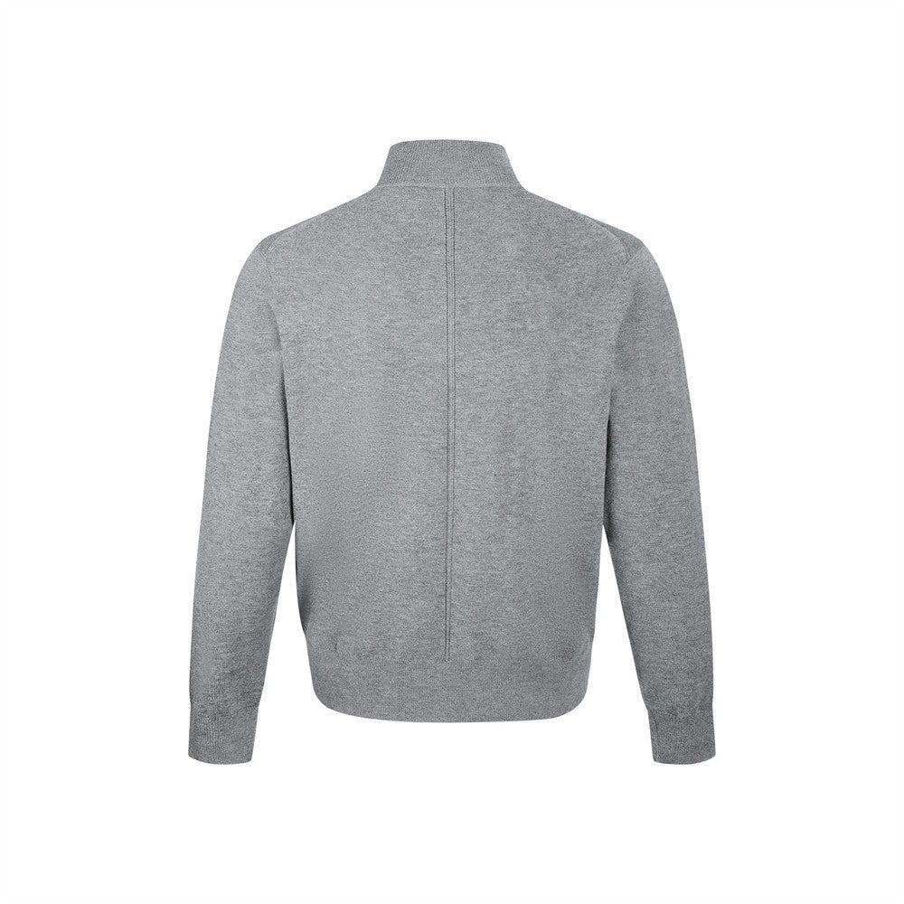 Men's Mock Neck Button-Placket Pullover Sweater