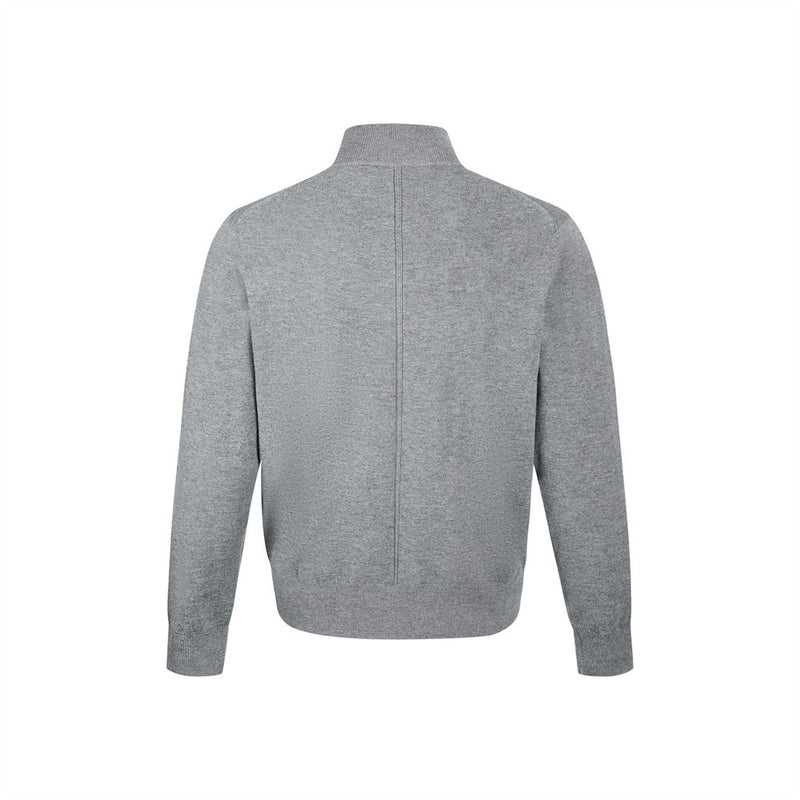 Men's Mock Neck Button-Placket Pullover Sweater