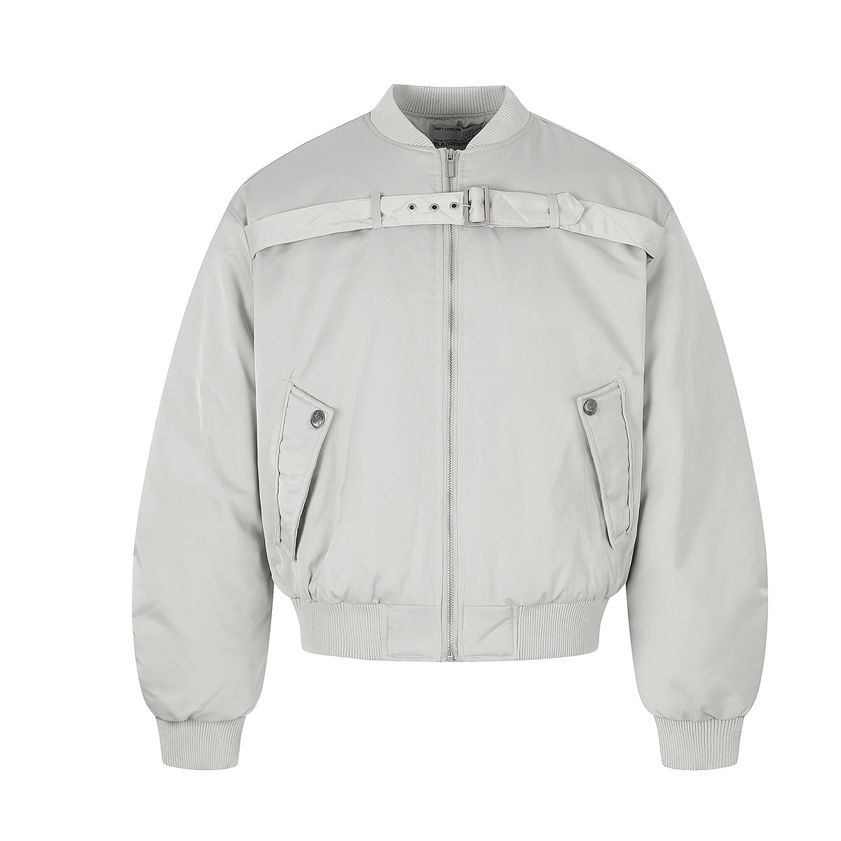 Padded Bomber Jacket with Chest Buckle Strap – Men's Oversized Flight Jacket