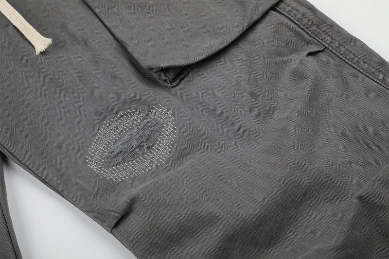 Wide-Legged Cargo Pants – Charcoal Grey Multi-Pocket Straight Leg