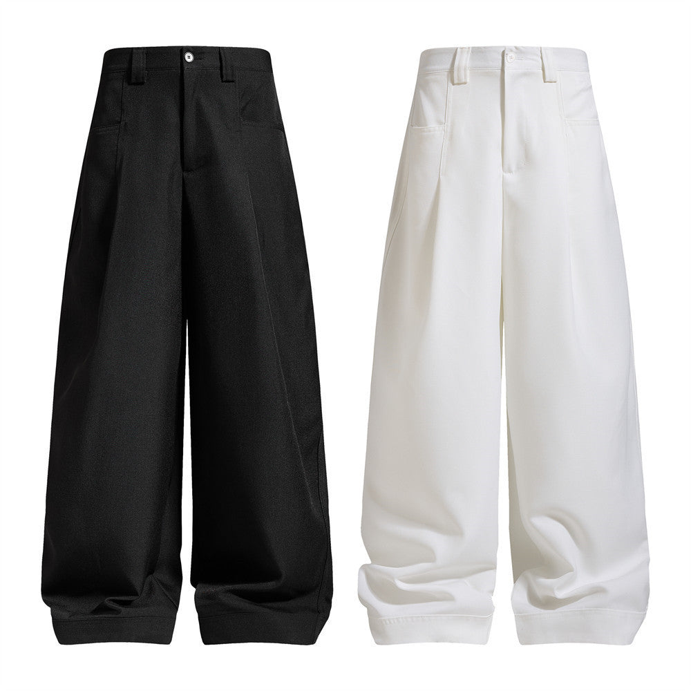 Herrenhose mit weitem Bein und Bundfalten – Loose Fit, unifarben