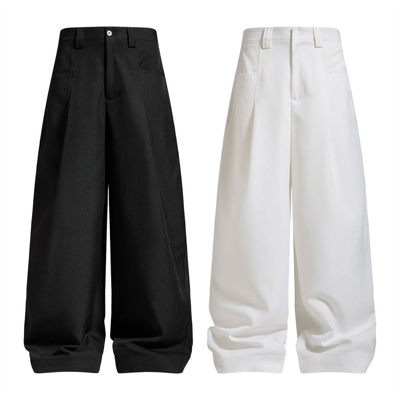 Herrenhose mit weitem Bein und Bundfalten – Loose Fit, unifarben