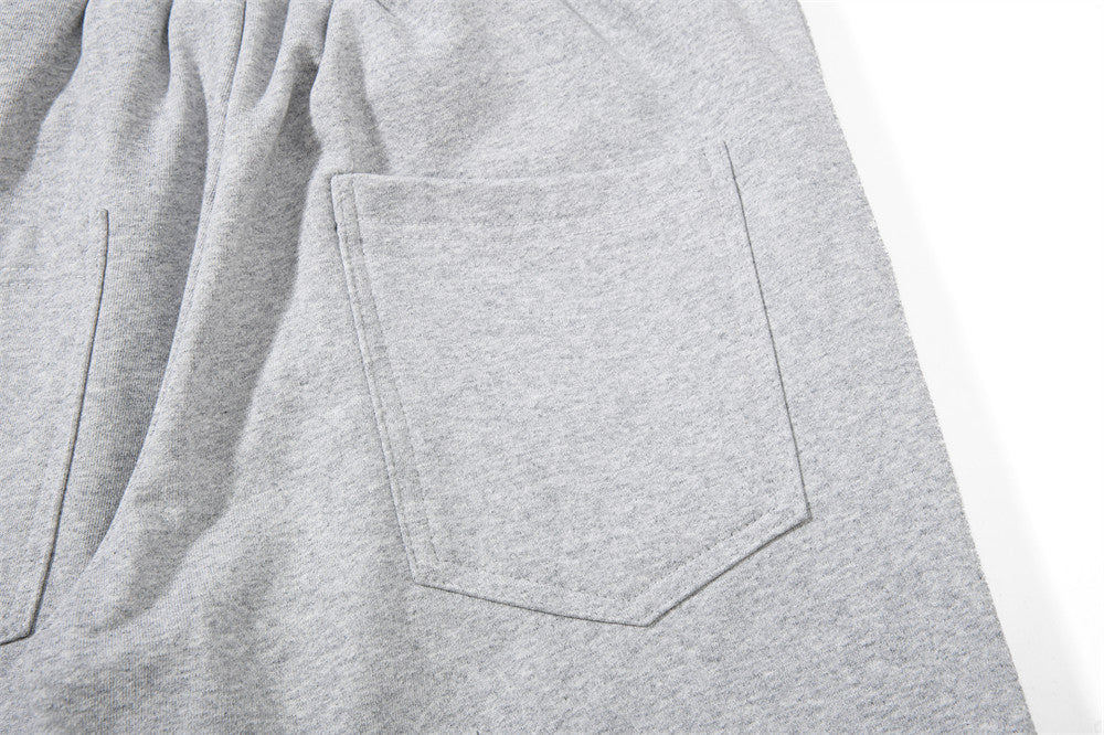 Men's Colorblock Double Waistband Wide-Leg Sweatpants with Embroidered Graphic